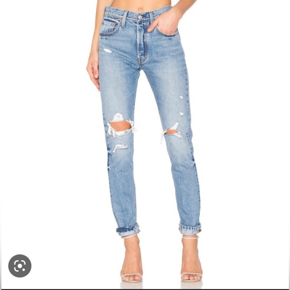 LEVI’S 501 Skinny Leg Button Fly Original Fit 25x30 Whiskering Distressed NEW - Picture 1 of 14